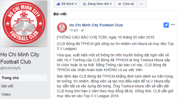 bóng đá Việt Nam, V-League, tin tức V-League, TP HCM, HLV Miura, Lê Công Vinh