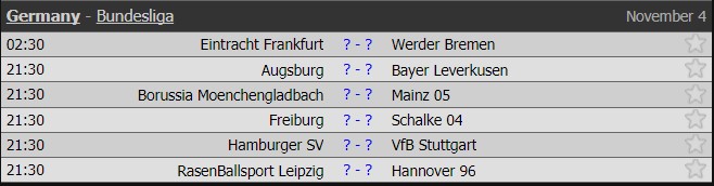 Lịch thi đấu bóng đá, lịch thi đấu bóng đá hôm nay, lịch thi đấu Bundesliga