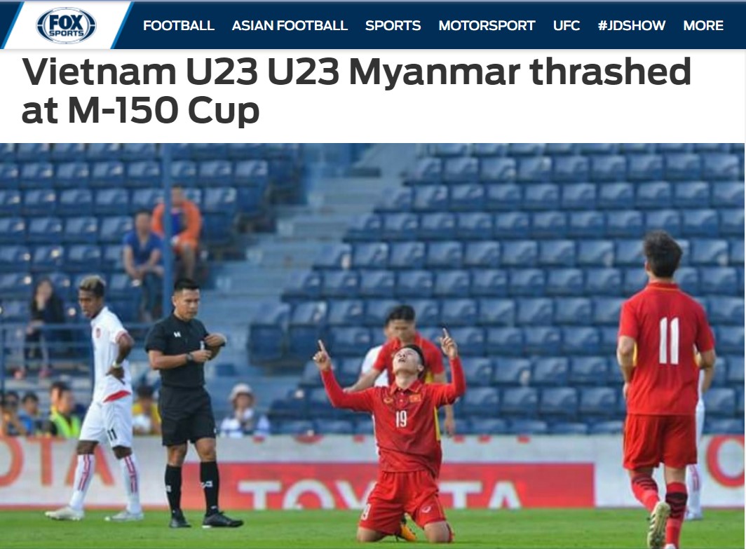 Fox Sports Asia, U23 Việt Nam, U23 Myanmar, M-150