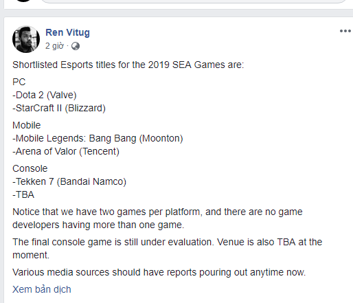 sea games 30, sea games 2019, thể thao điện tử sea games 30, esports sea games 2019