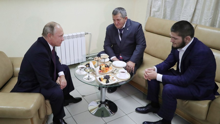 tổng thống Putin chúc mừng khabib, putin và khabib, khabib nurmagomedov, khabib vs conor, ufc 229,