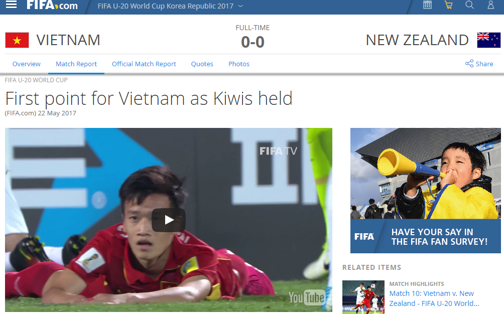 U20 Việt Nam, u20 viet nam 0-0 u20 new zealand, ket qua u20 viet nam, u20 the gioi, bxh u20 world cup