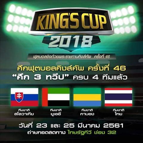 king's cup 2018, lich thi dau king's cup 2018, ket qua king's cup 2018, thai lan, gabon, uae, slovakia