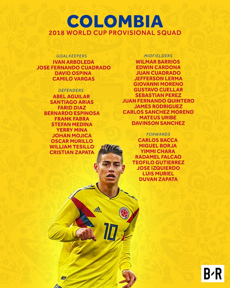 vck world cup 2018, lịch thi đấu ĐT Colombia, james Rodriguez, Falcao