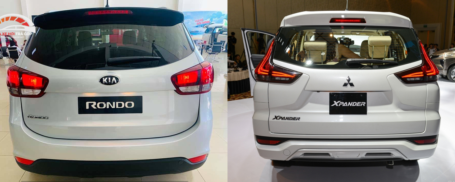 Đuôi xe Mitsubishi Xpander 2020 và Kia Rondo 2020