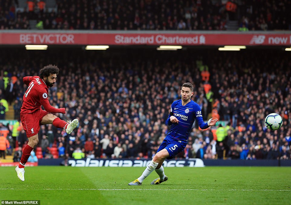 Liverpool vs Chelsea, Liverpool 2-0 Chelsea, kết quả vòng 34 ngoại hạng anh, bảng xếp hạng vòng 34, Salah ăn mừng