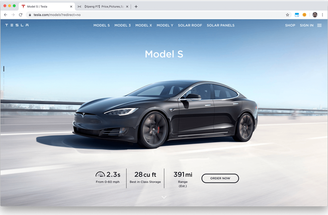Thiết kế trang web của Tesla