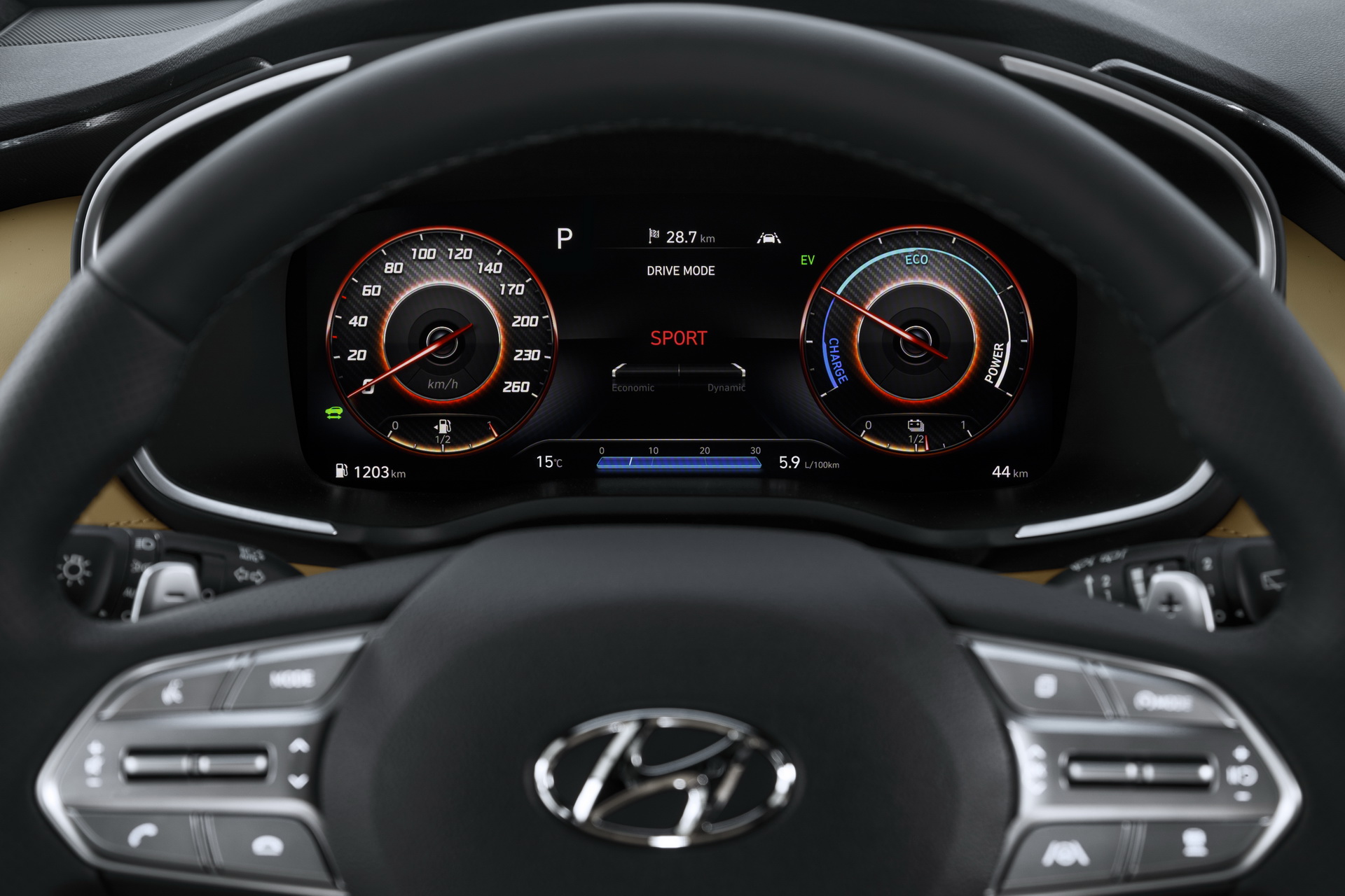 Cụm đồng hồ trên xe Hyundai Santafe 2021