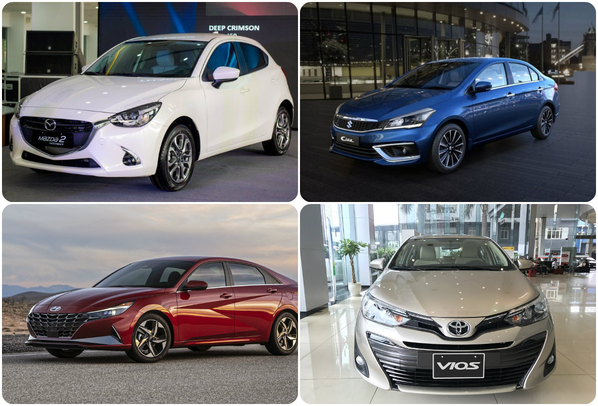 4 mẫu xe tầm giá 600 triệu: Mazda 2, Suzuki Ciaz, Hyundai Elantra, Toyota Vios