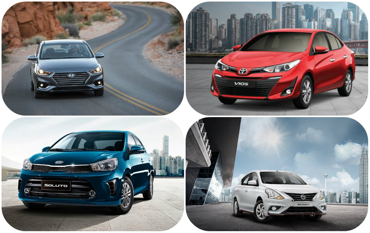 4 mẫu xe ô tô Hyundai Accent, Toyota Vios, Kia Soluto, Nissan Sunny