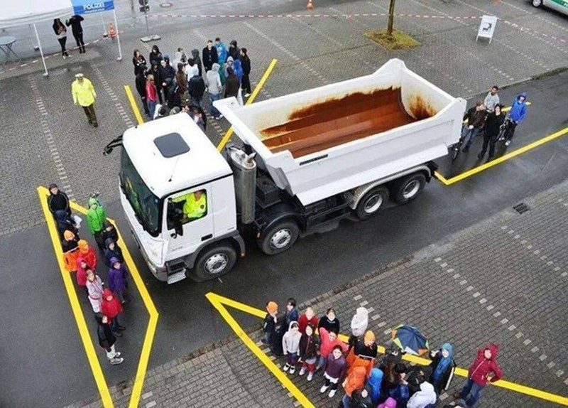 điểm mù xe tải, điểm mù, điểm mù xe tải cần tránh, 4 điểm mù chết người của xe tải, kinh nghiệm xe