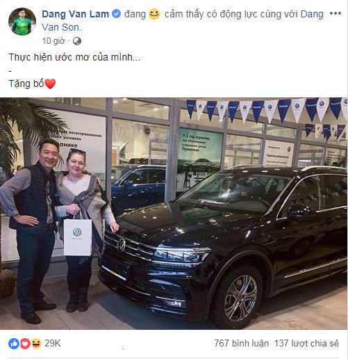 Đặng Văn Lâm mua xe tặng bố, thủ môn Văn Lâm mua xe tặng bố, Văn Lâm mua Volkswagen, Volkswagen, Volkswagen Tiguan, xe sang
