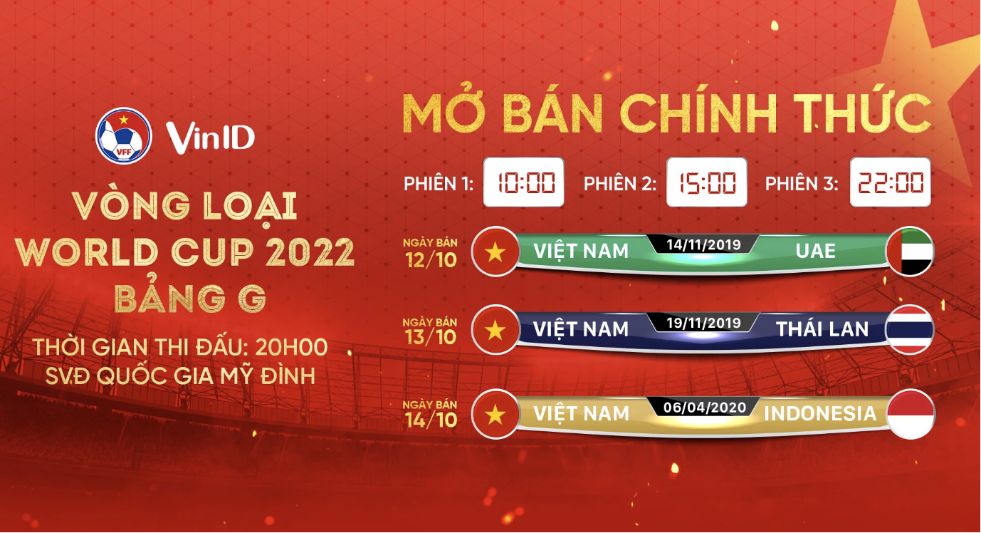 VFF, vé xem ĐT việt nam, ĐT việt nam, Việt nam vs Thái Lan, vòng loại world cup 2022, Vin ID