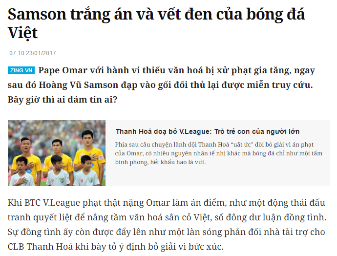 Samson, Hoàng Vũ Samson, HAGL, Châu Ngọc Quang, Samson đạp Ngọc Quang, Hà Nội FC, V-League 2017