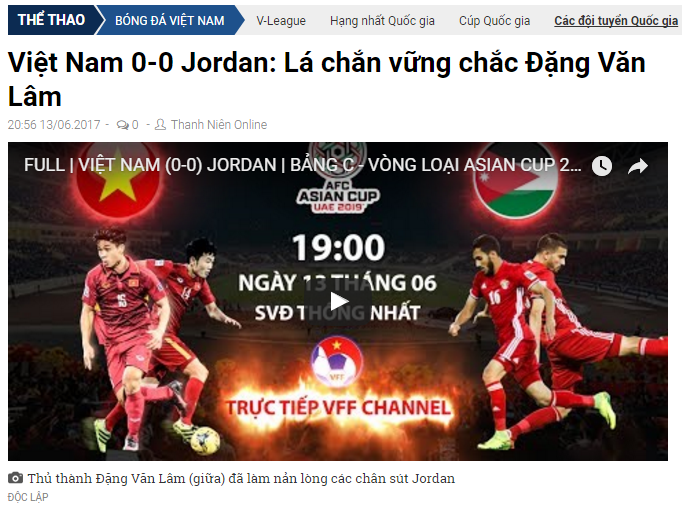 Văn Lâm, Việt Nam vs Jordan, ĐTQG Việt Nam, Đặng Văn Lâm, Aisan Cup 2019